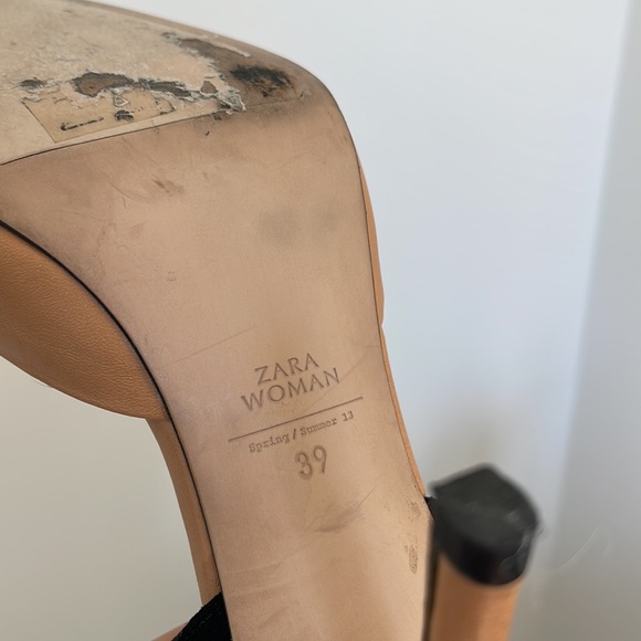 ZARA Pointy Toe Colorblock Vegan leather Heels 39 - Picture 5 of 5